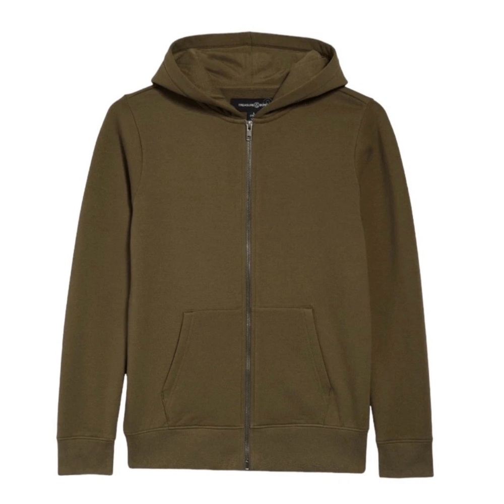 Treasure & Bond Boy’s Olive Green Zip-Up Sweater l Size Large